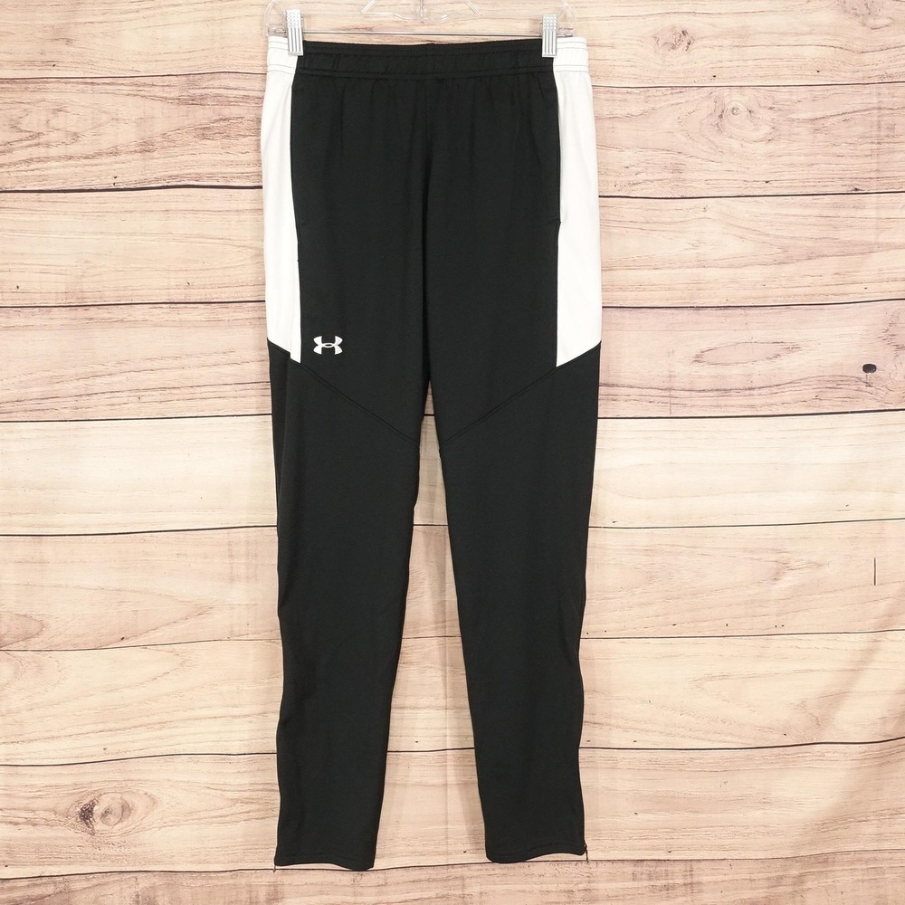 New! Under Armour Pants Womens S Black Colorblock Track Zip Ankle Loose Jogger